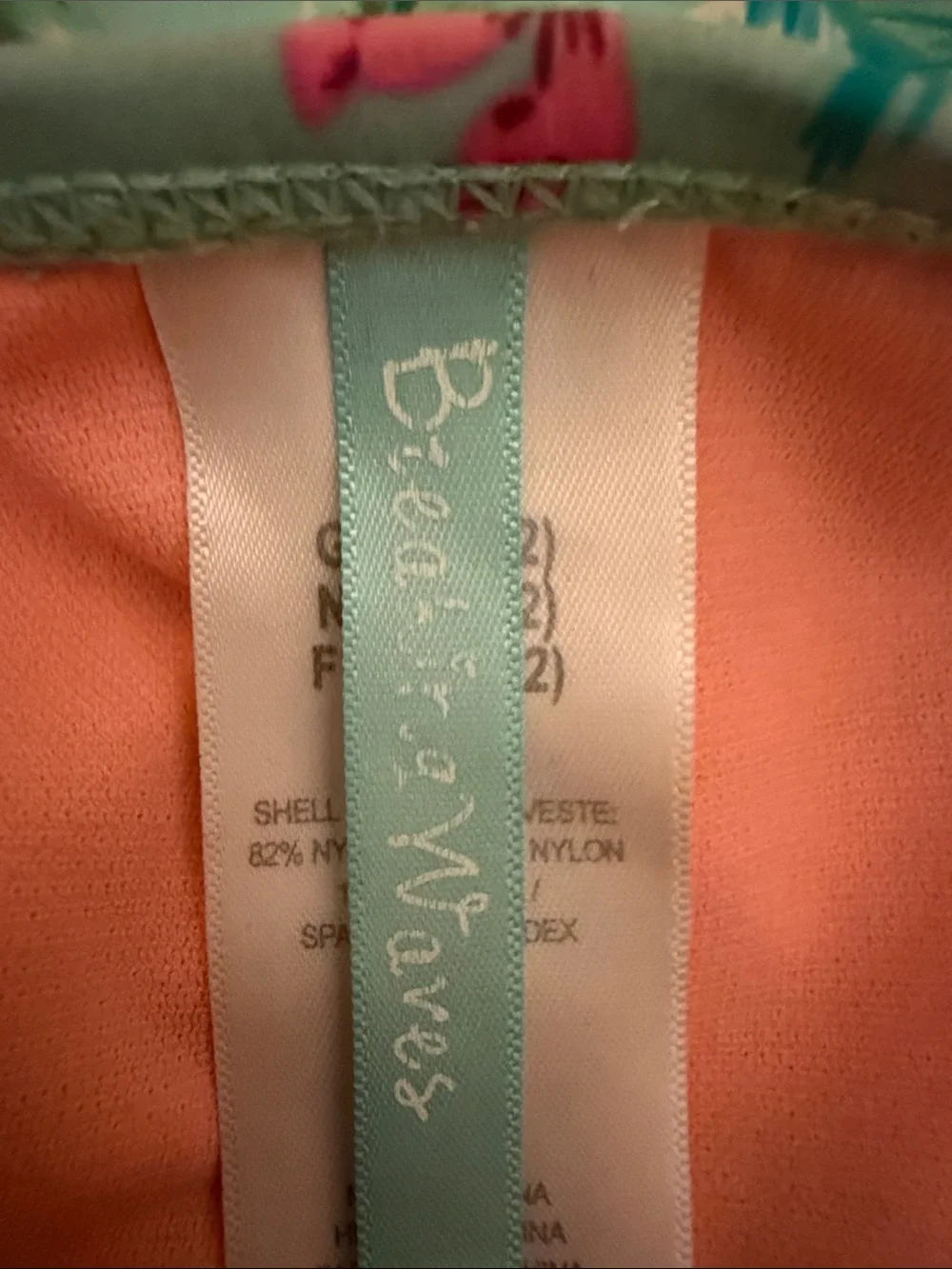 Breaking Waves Floral Tie-Side Bikini Bottoms Mint‎ & Coral Girls Size 12
